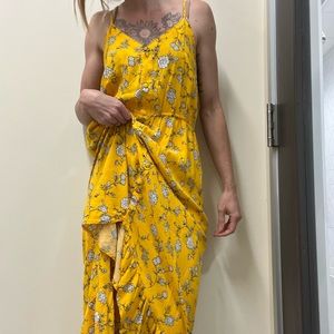 Yellow floral hi low maxi dress